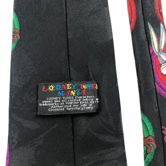 VINTAGE Looney Tunes Men Tie One Size Black 1997 MINT 4" /58-in - Picture 7 of 8